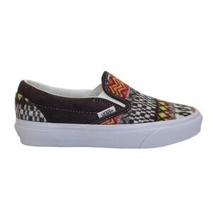 VANS Classic Slip On Fair Isle Brown Skate Shoe Dessert Pattern Twill Women's 6